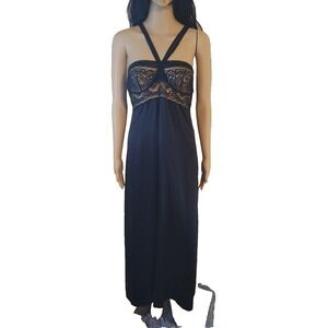 La Perla Exquisite Luxurious Black Silk & Lace Slip Nightgown & Robe Set Sz 3